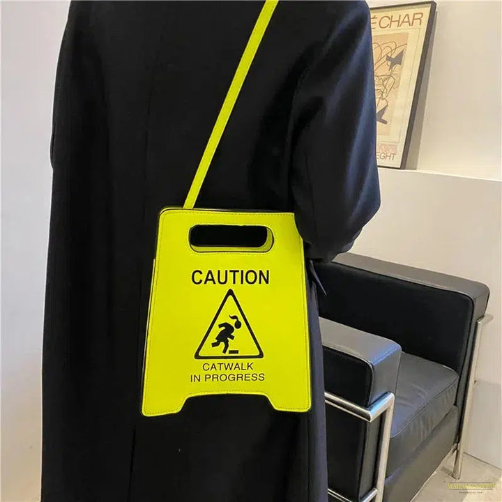 Unusual Fluorescent Crossbody Bag with Creative Caution Letters - Perfect Gift for Her