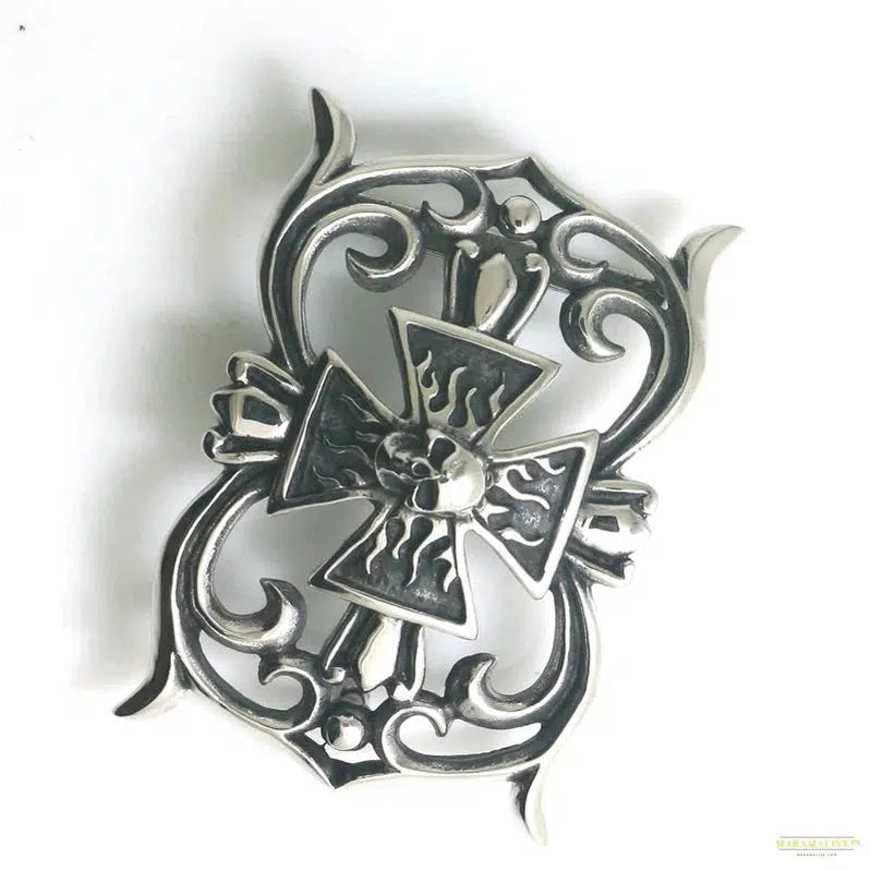 Unusual Stainless Steel Cross Flaming Skull Belt Buckle - Trendy and Unique Accessory Gift