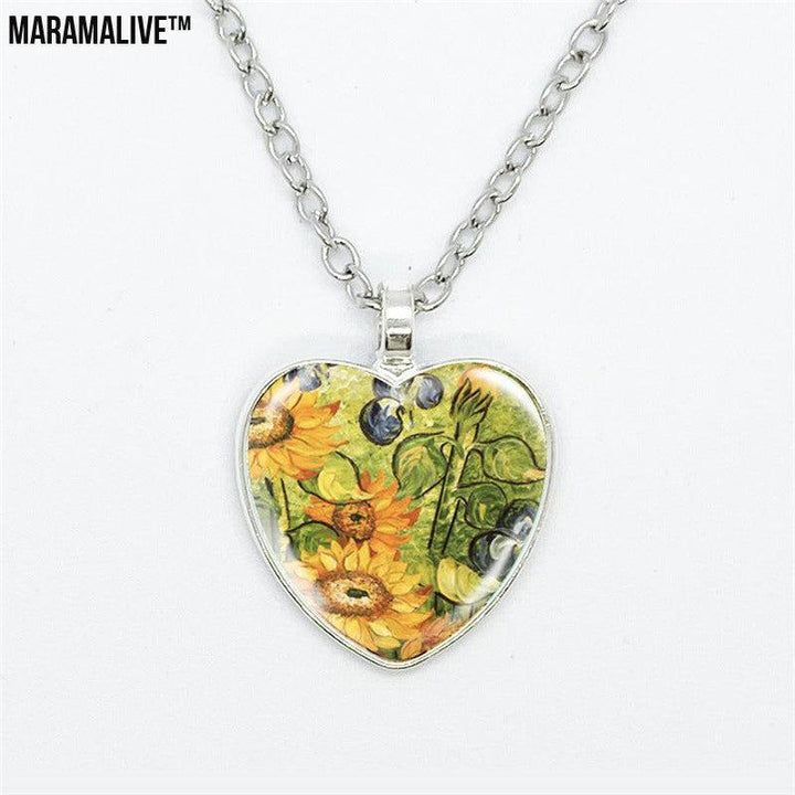 Van Gogh Starry Sunflower Pendant Necklaces