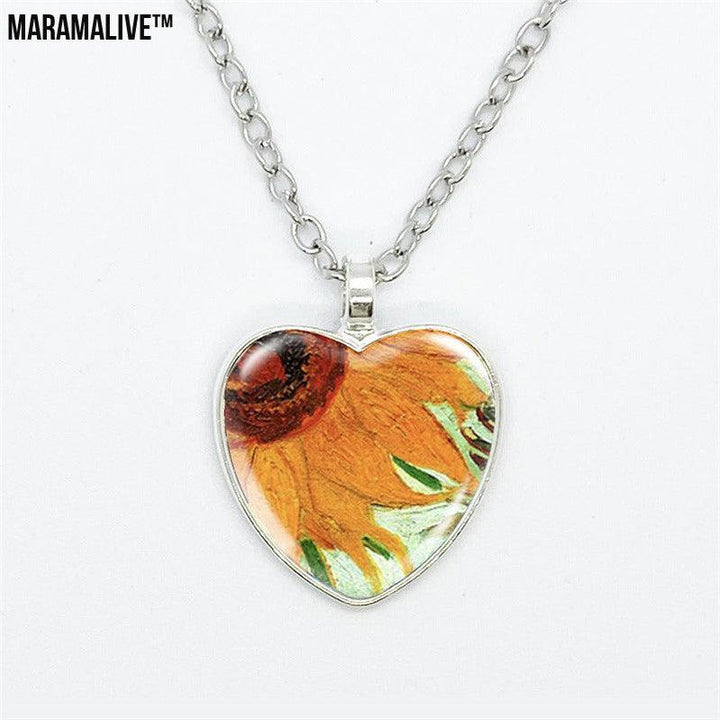 Van Gogh Starry Sunflower Pendant Necklaces