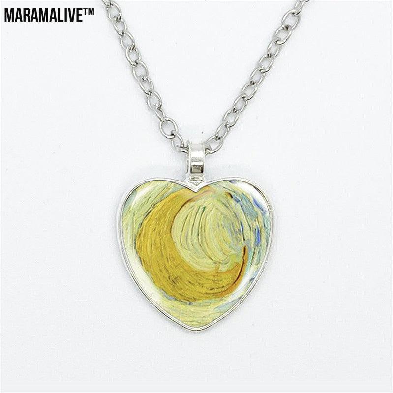 Van Gogh Starry Sunflower Pendant Necklaces