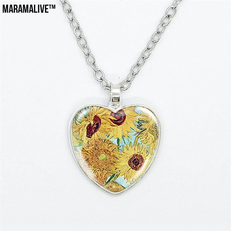 Van Gogh Starry Sunflower Pendant Necklaces