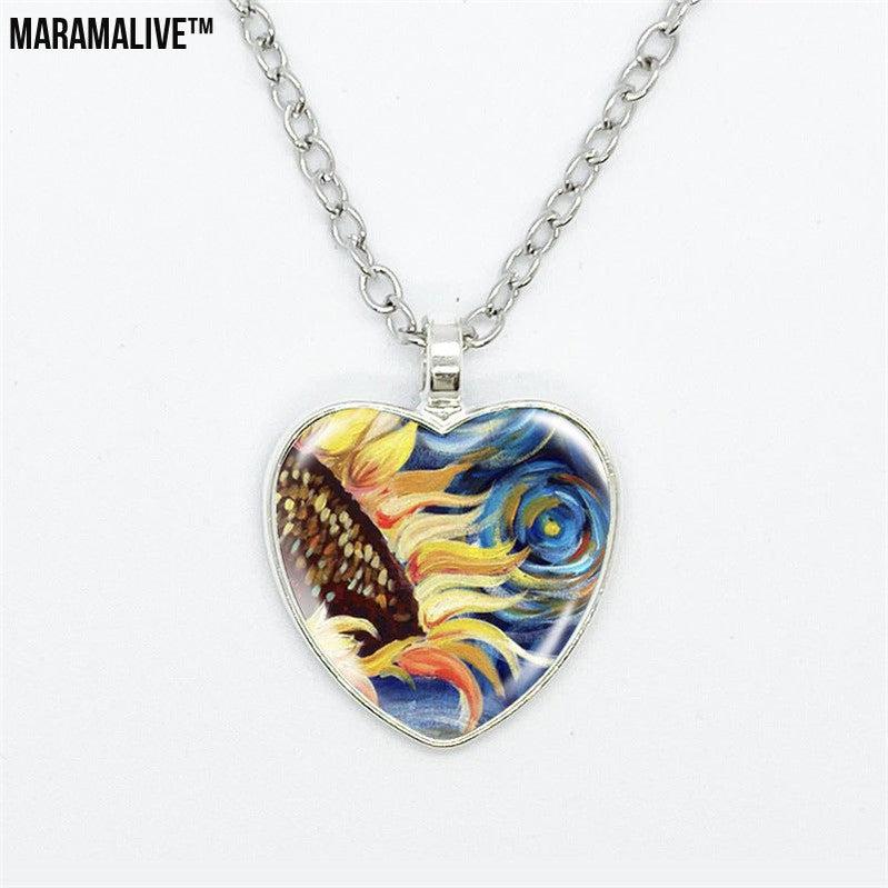 Van Gogh Starry Sunflower Pendant Necklaces