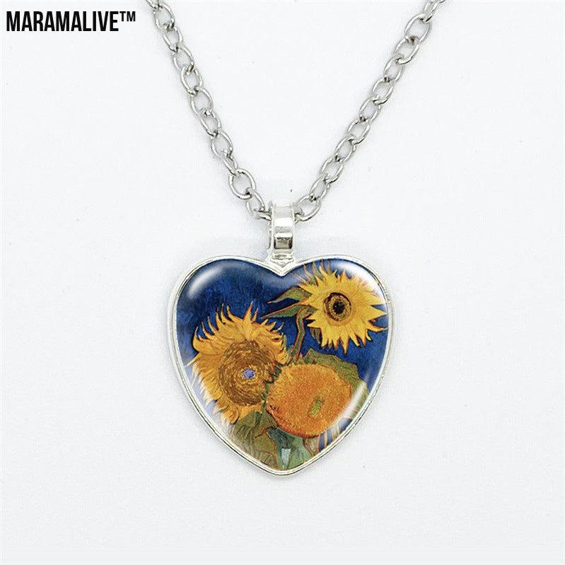 Van Gogh Starry Sunflower Pendant Necklaces