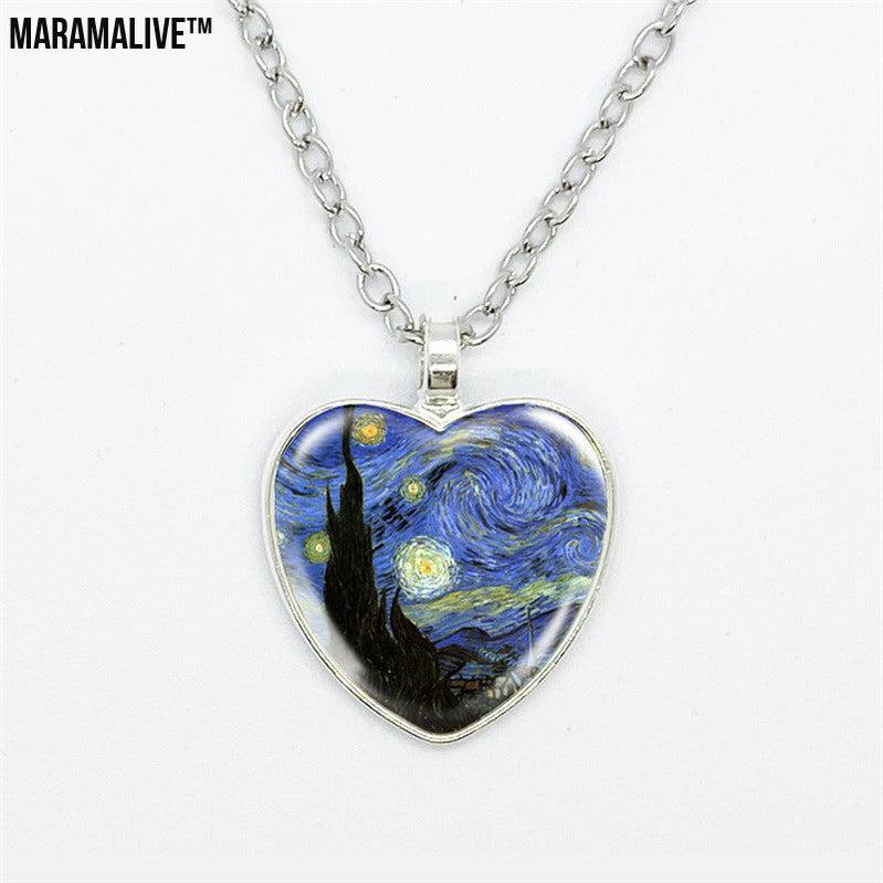 Van Gogh Starry Sunflower Pendant Necklaces