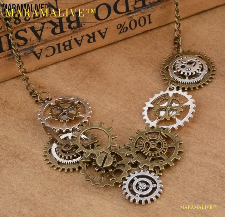 Various Gears Combined Steampunk Necklace