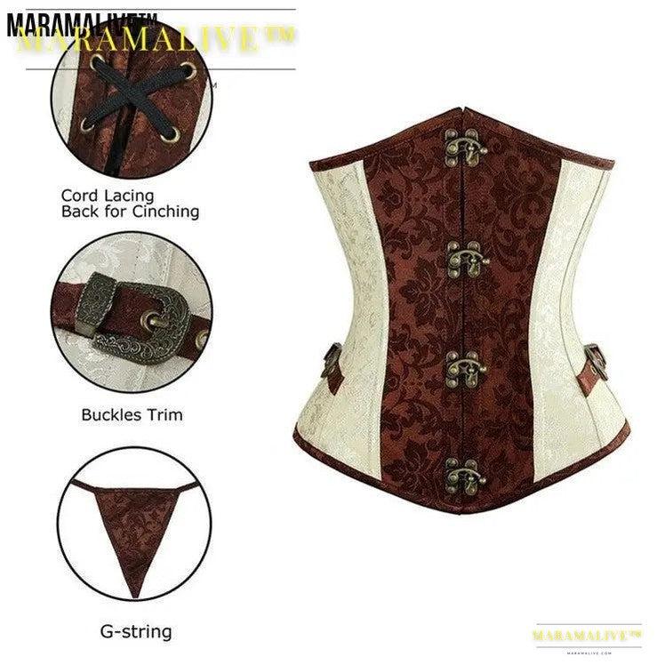 Victorian Short Belly Corset - Gothic Body Shaper bustier