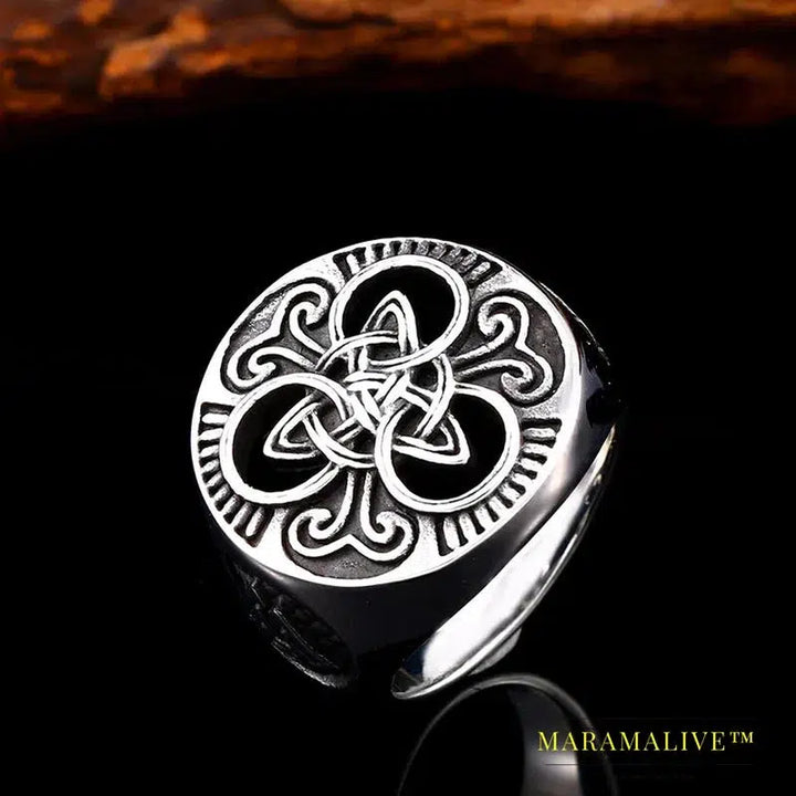 Viking 316L Stainless Steel Triangular Men's Ring Nordic God Pattern High Quality Jewelry