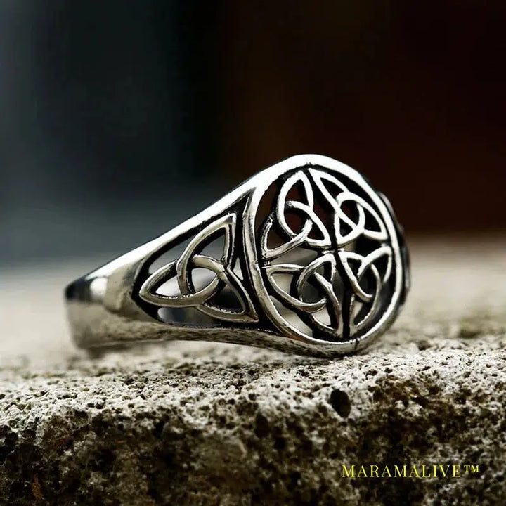 Viking 316L Stainless Steel Triangular Men's Ring Nordic God Pattern High Quality Jewelry