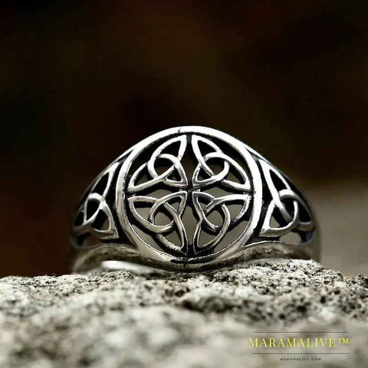 Viking 316L Stainless Steel Triangular Men's Ring Nordic God Pattern High Quality Jewelry