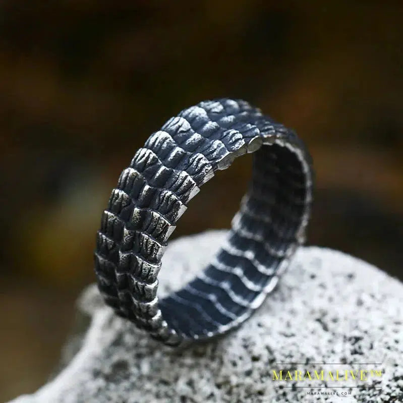 Viking Dragon Head Dragon Scale Detailed High-Quality Ring For Men Creative Design Jewelry