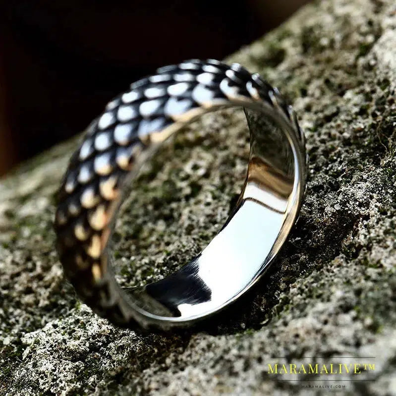 Viking Dragon Head Dragon Scale Detailed High-Quality Ring For Men Creative Design Jewelry