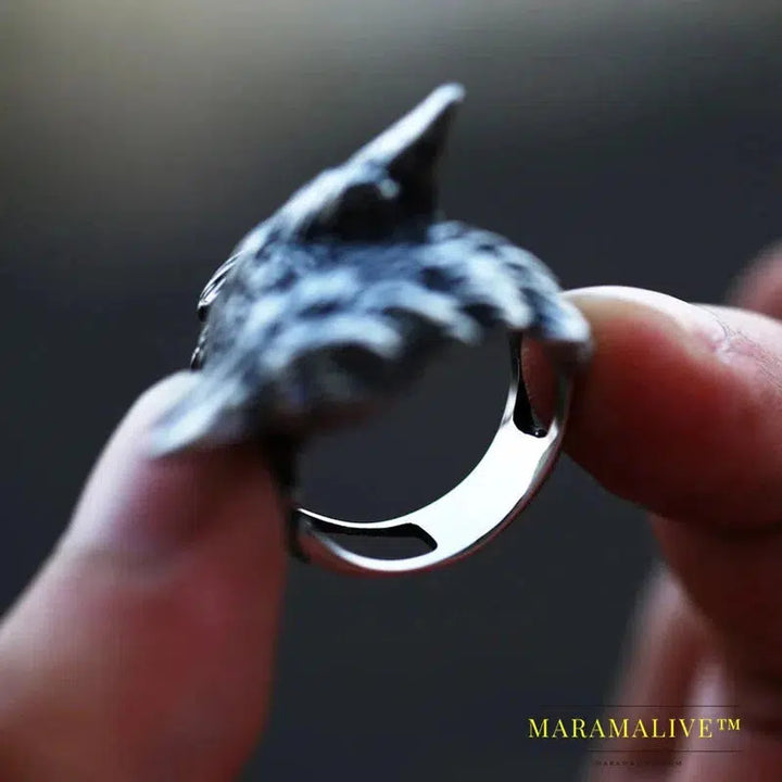 Viking Entwined Ravens Ring Norse Mythology Odin Crow Rings For Men Amulet Jewelry