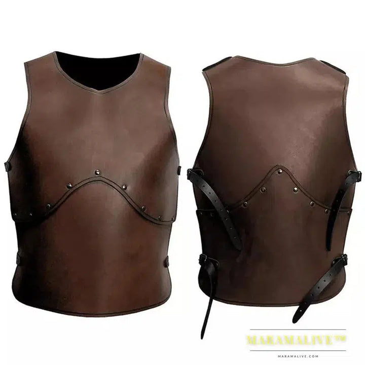 Viking Gladiator Warrior Chest Armor Medieval Leather Belt Breastplate Vest Knight Cosplay Costume Adult Armour For Party LARP