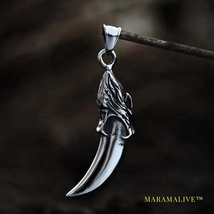 Viking Wolf Tooth Head Necklace Men's Pendant Vintage Wolf Domineering High Quality Jewelry