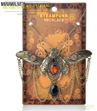 Vintage Beetle Pendant Steampunk Necklace