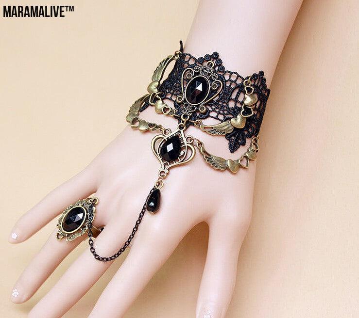 Vintage Black Lace Bracelet and Ring