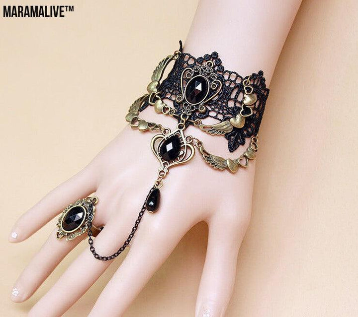 Vintage Black Lace Bracelet and Ring