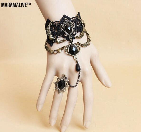 Vintage Black Lace Bracelet and Ring