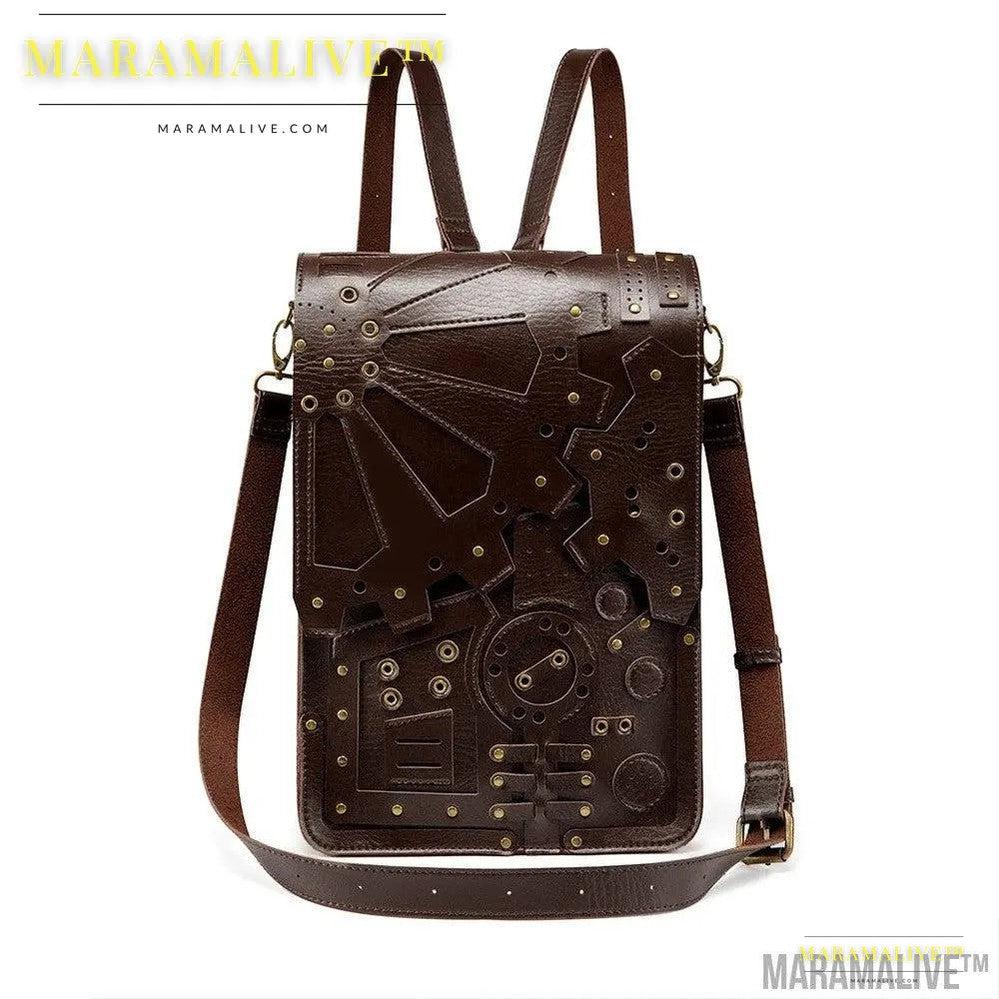 Vintage Gothic Steampunk Gear Vegan-Friendly Shoulder Bag Backpack