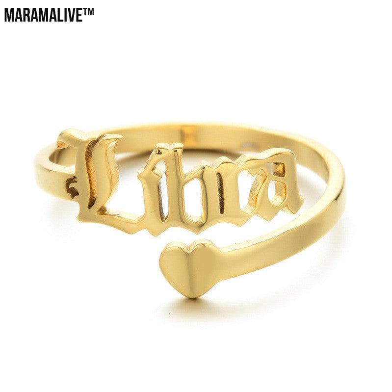 Vintage Letter Love StainLess Steel K Gold Twelve Constellation Set Ring