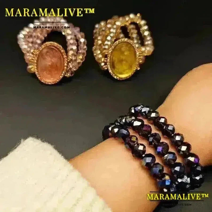 Vintage Mermaid Cameo Cat's Eye Stone Bracelet Temperament Women's Jewelry Bracelet Anniversary Gift