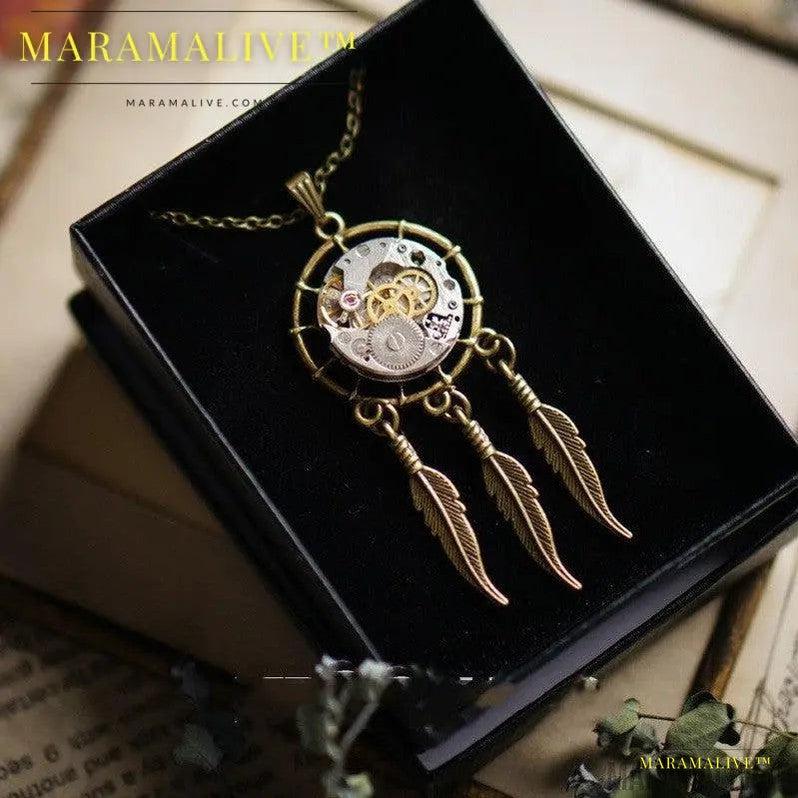 Vintage Steampunk Dream Catcher Necklace