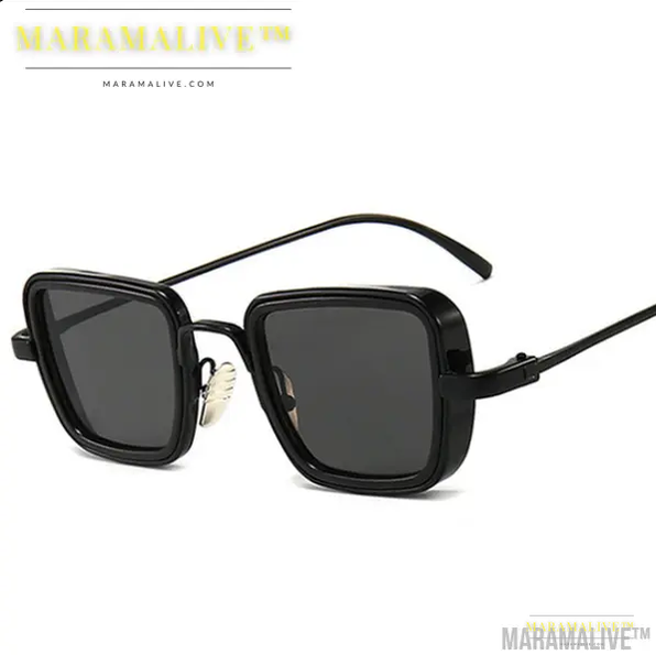 Vintage Steampunk Sunglasses Men Retro Metal Square