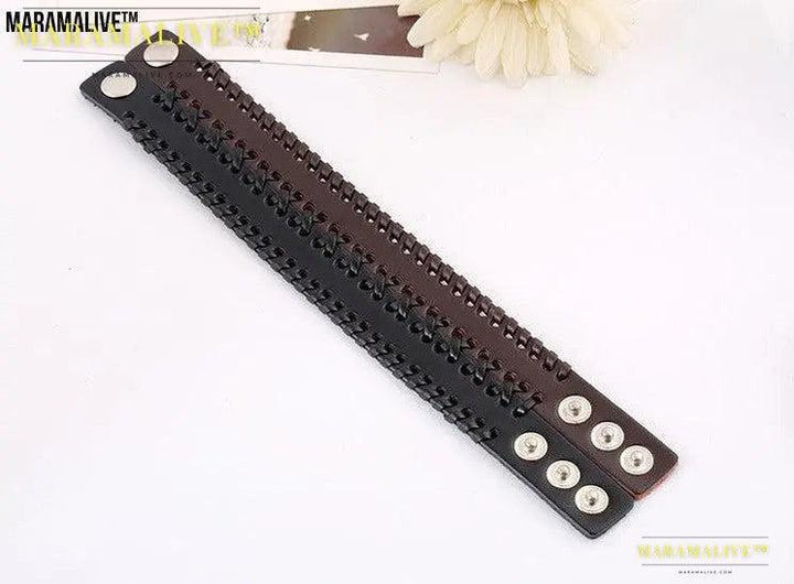 Vintage punk leather bracelet