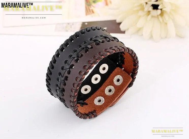 Vintage punk leather bracelet