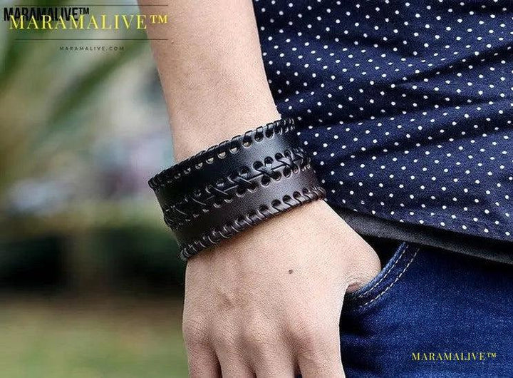 Vintage punk leather bracelet