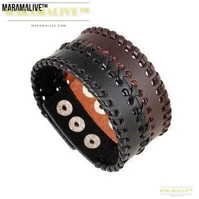 Vintage punk leather bracelet