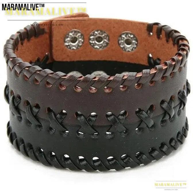 Vintage punk leather bracelet