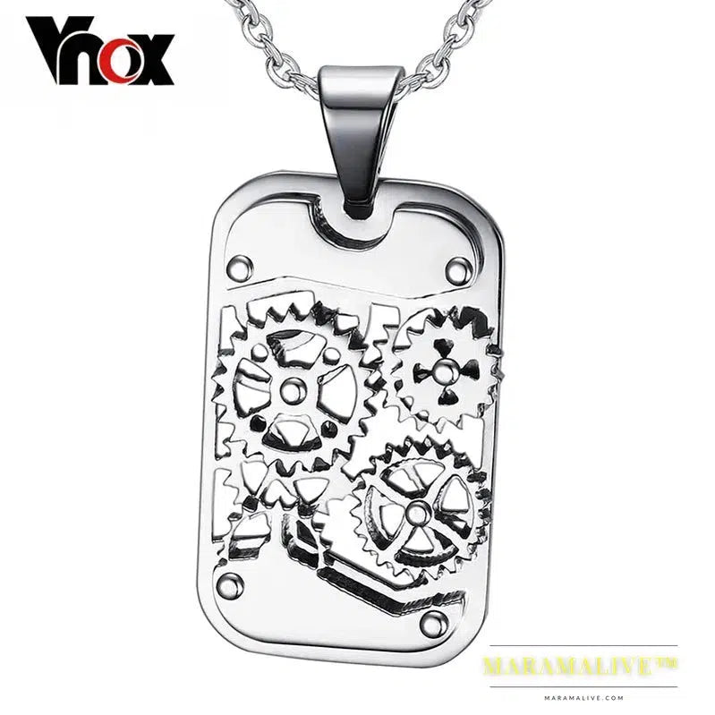 Vnox Fashion Steampunk Machine Pendants Jewelry Stainless Steel Gear Design Men Pendants&Necklaces Jewelry Cool