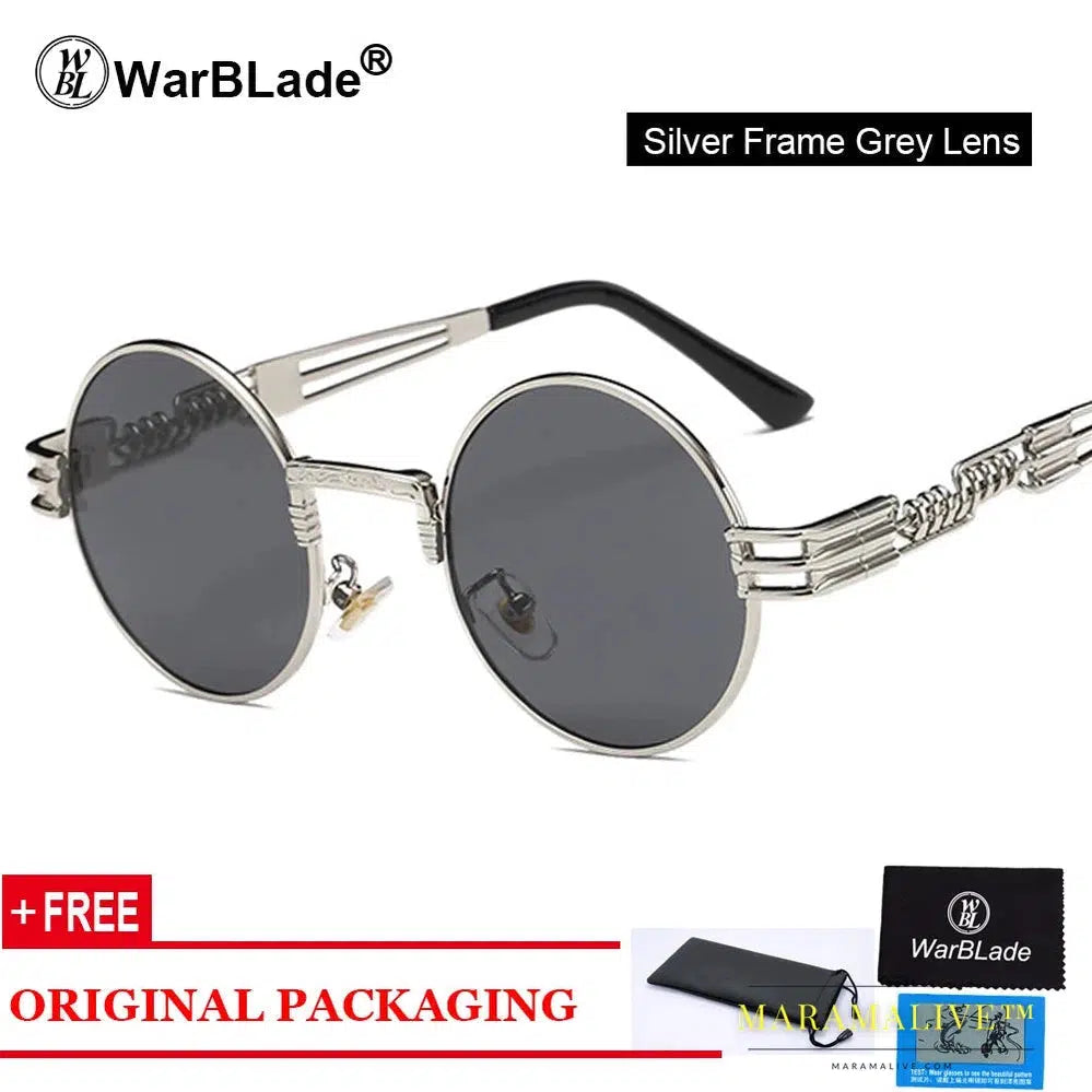 WarBLade Vintage Round Steampunk Sunglasses Women Men Steam Punk Gold Eyewear Hip Hop Shades Teashades Transparent Clear Glasses