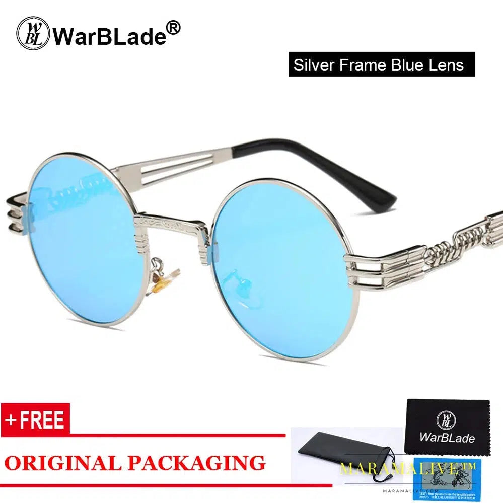 WarBLade Vintage Round Steampunk Sunglasses Women Men Steam Punk Gold Eyewear Hip Hop Shades Teashades Transparent Clear Glasses