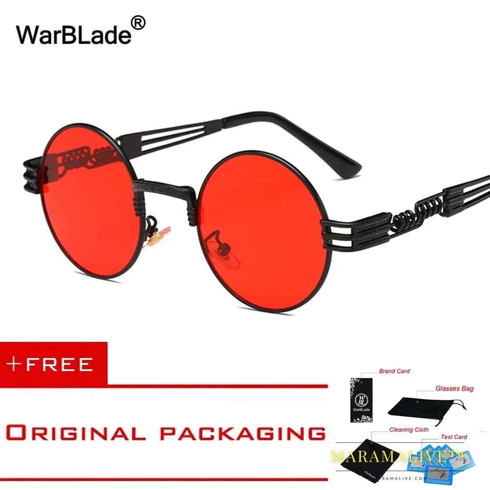 WarBLade Vintage Round Steampunk Sunglasses Women Men Steam Punk Gold Eyewear Hip Hop Shades Teashades Transparent Clear Glasses