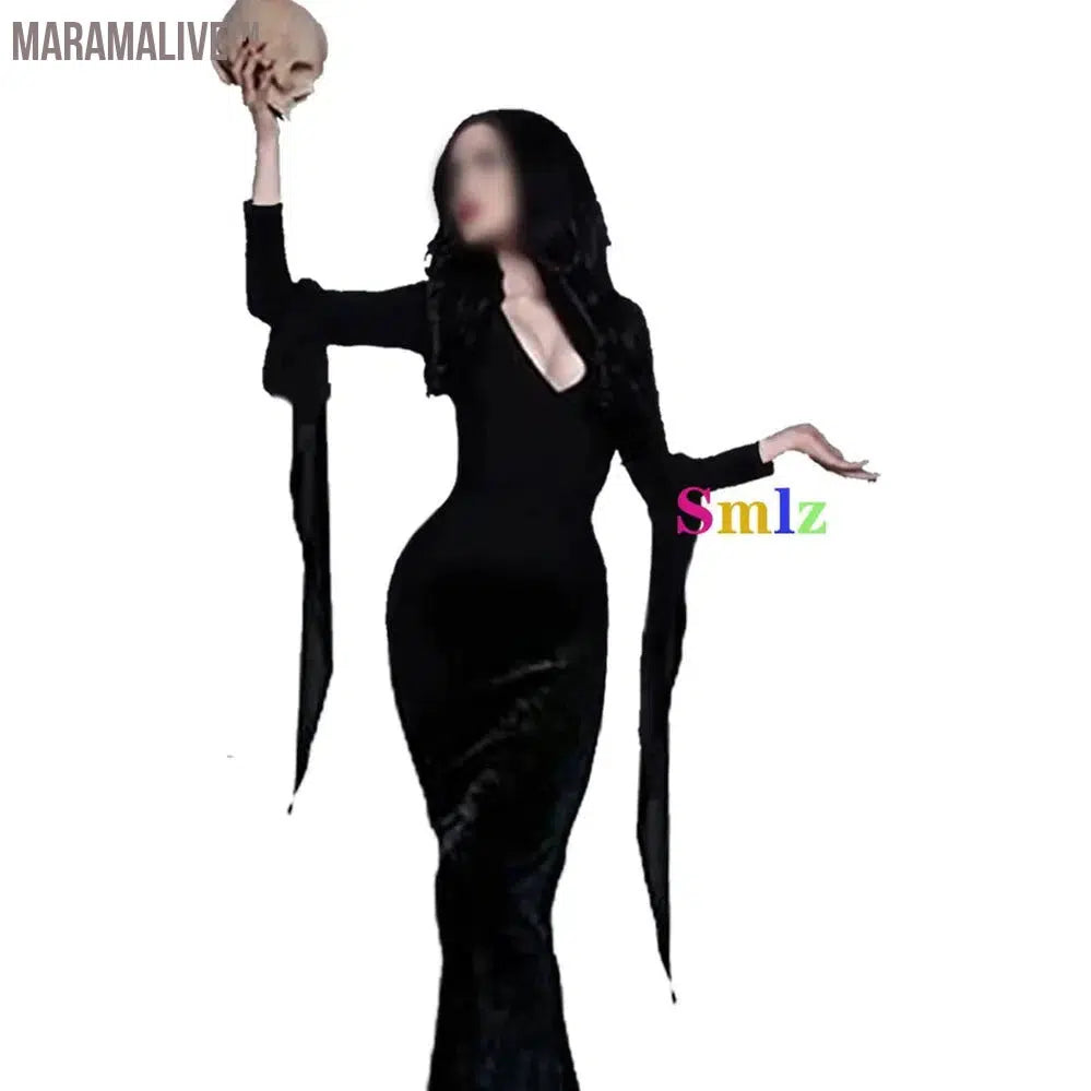 Wednesday Cosplay Anime Costume Dress Girl Adult Women Vintage Black Gothic Outfits Halloween Party Costume