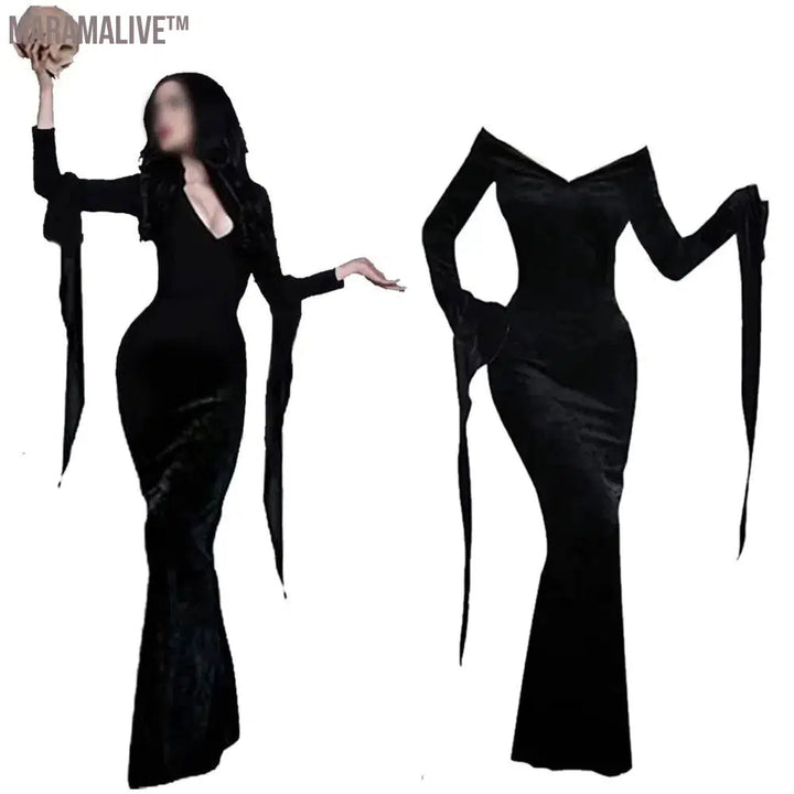 Wednesday Cosplay Anime Costume Dress Girl Adult Women Vintage Black Gothic Outfits Halloween Party Costume