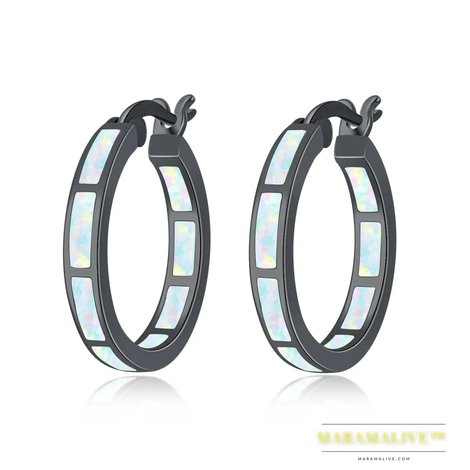 White Fire Opal Hoop Earrings With Stone Silver Plated Small Round Circle Chic Summer Punk Jewelry Best Gifts for Woman