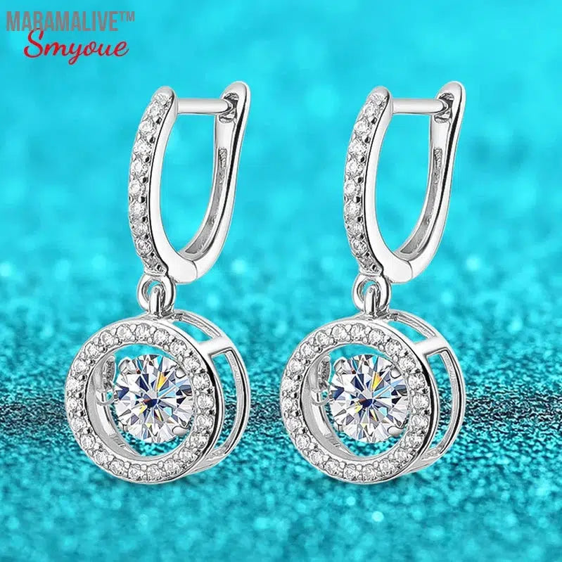 White Gold Plated 0.5/1CT Moissanite Drop Earring for Women Sparkling Beating Heart Earring S925 Sterling Silver Jewelry