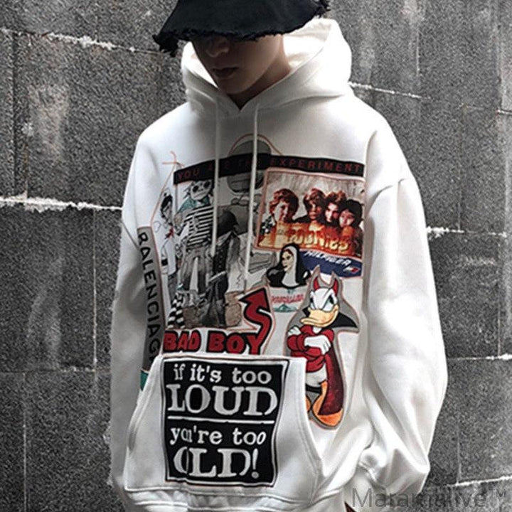 White Hip Hop Hoodie Streetwear Fashion Gothic Sweatshirt Spring Tops Casual Funny Spring Autumn Hoodies Male