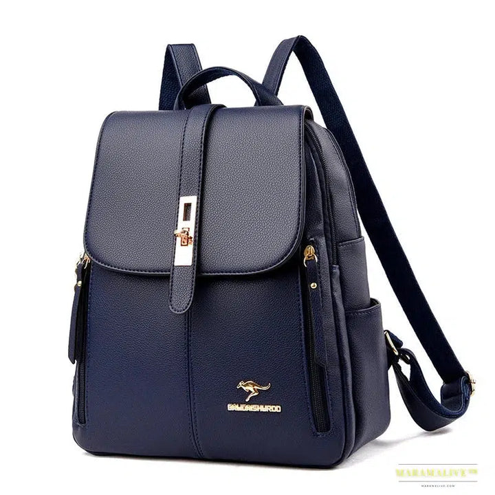 Winter 2024 New Women Leather Backpacks Fashion Shoulder Bags Female Backpack Ladies Travel Backpack School Bags For Girls