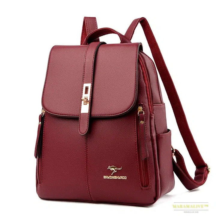 Winter 2024 New Women Leather Backpacks Fashion Shoulder Bags Female Backpack Ladies Travel Backpack School Bags For Girls