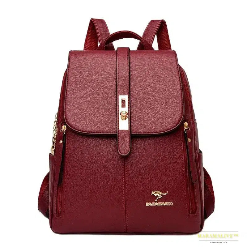 Winter 2024 New Women Leather Backpacks Fashion Shoulder Bags Female Backpack Ladies Travel Backpack School Bags For Girls