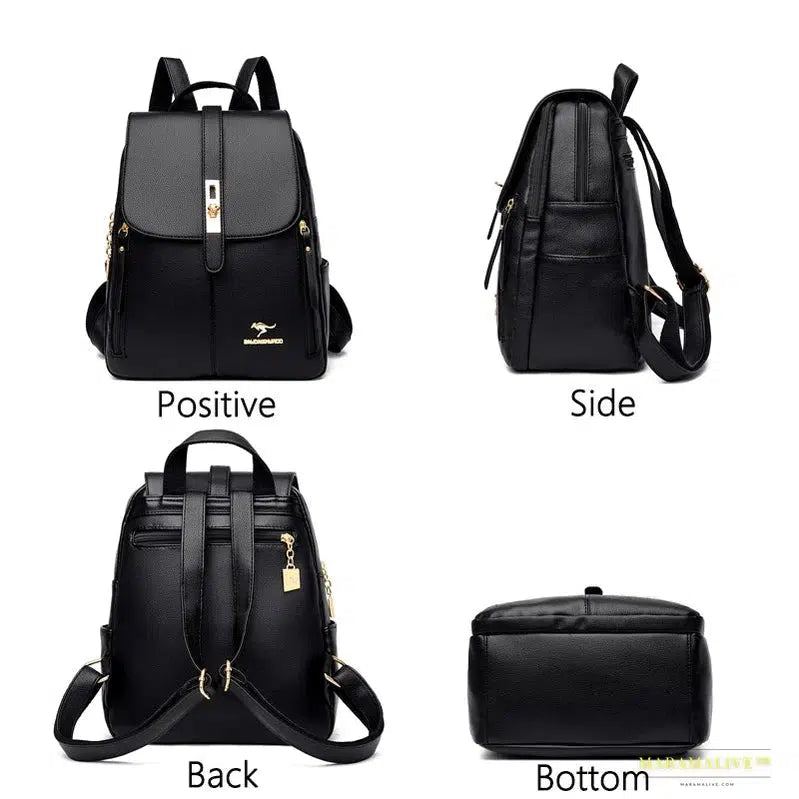 Winter 2024 New Women's Leather Backpack: Gothic Punk Fashion Shoulder Bag & Travel Companion