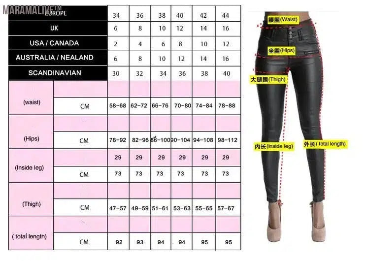 Winter Black Women PU Leather Pants Big Plus Size Pants Trousers Women High Waist Stretch Pencil Pants Pantalon Femme