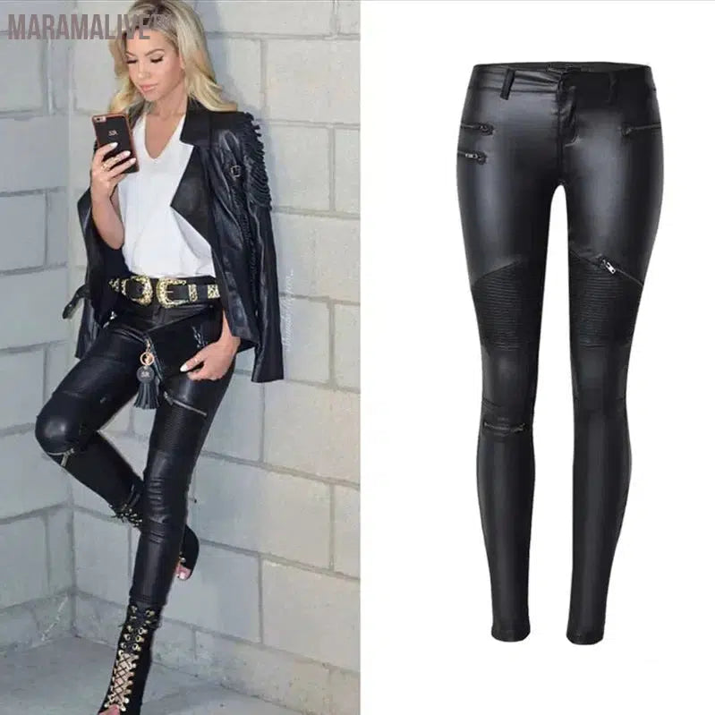 Winter Black Women PU Leather Pants Big Plus Size Pants Trousers Women High Waist Stretch Pencil Pants Pantalon Femme