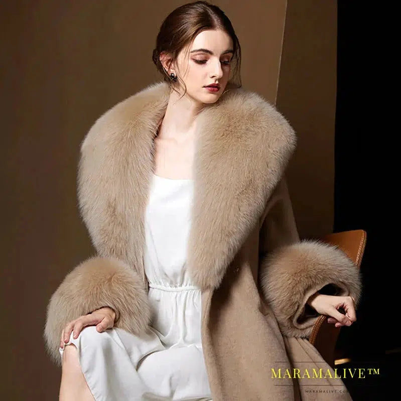 Winter Faux Fur Collar Cuffs Set Women Fluffy Large Shawl Coat Accessories Warm Fashion Fake Fox Fur Scarf Furry Scarves Female