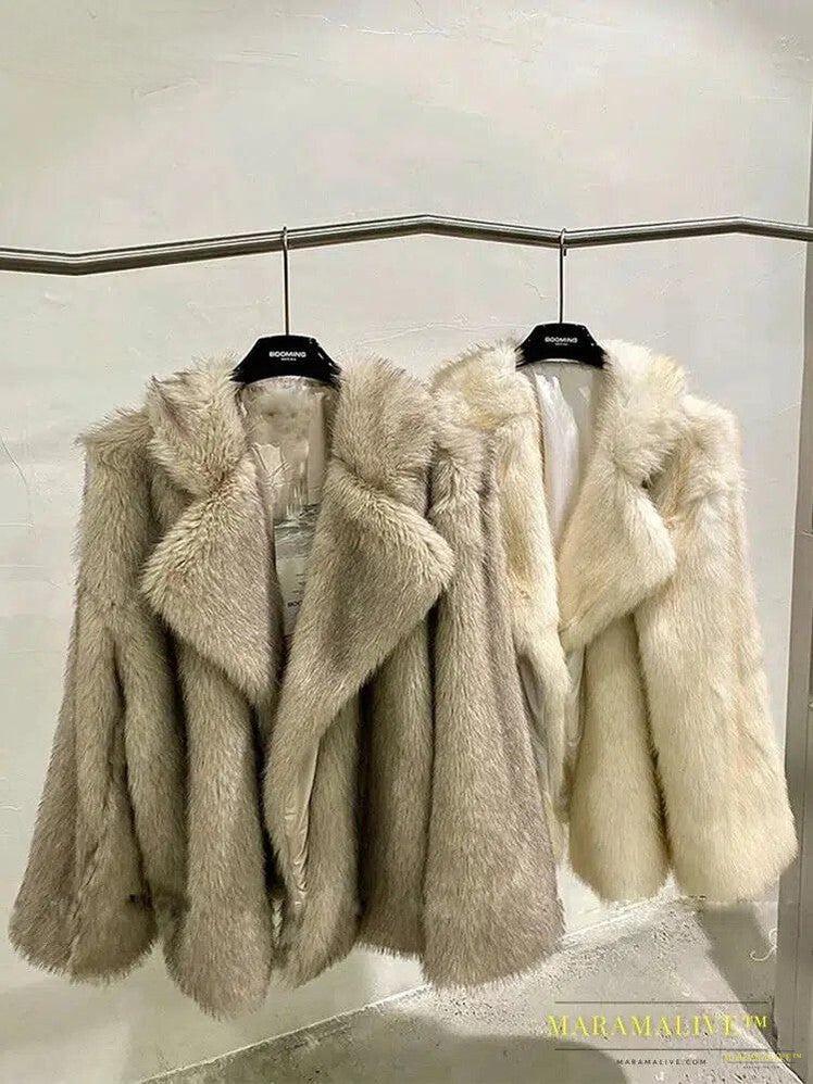 Winter Loose Casual Thick Warm Soft Hairy Faux Fur Coat Women Luxury High Quality Furry Fluffy Jacket Fashion